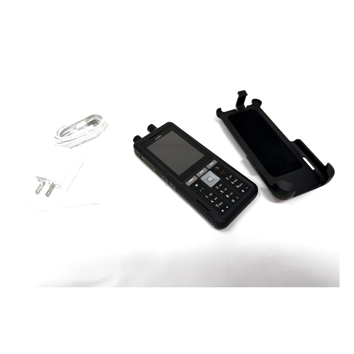 Sonim XP5plus rugged PTT phone with charger, USB-C cable and belt holster
