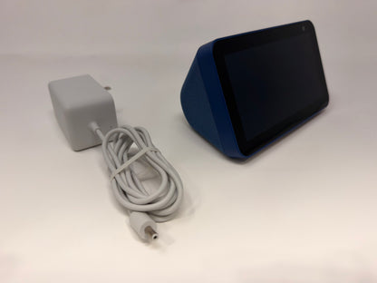 Amazon Echo Show 5 2nd Gen in Deep Sea Blue with power adapter