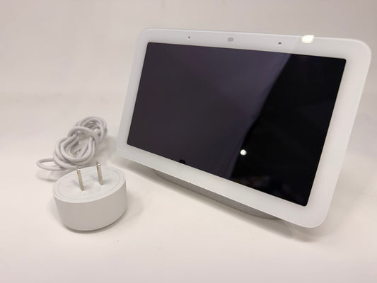 Google Nest Hub 2nd Gen in Chalk with power adapter
